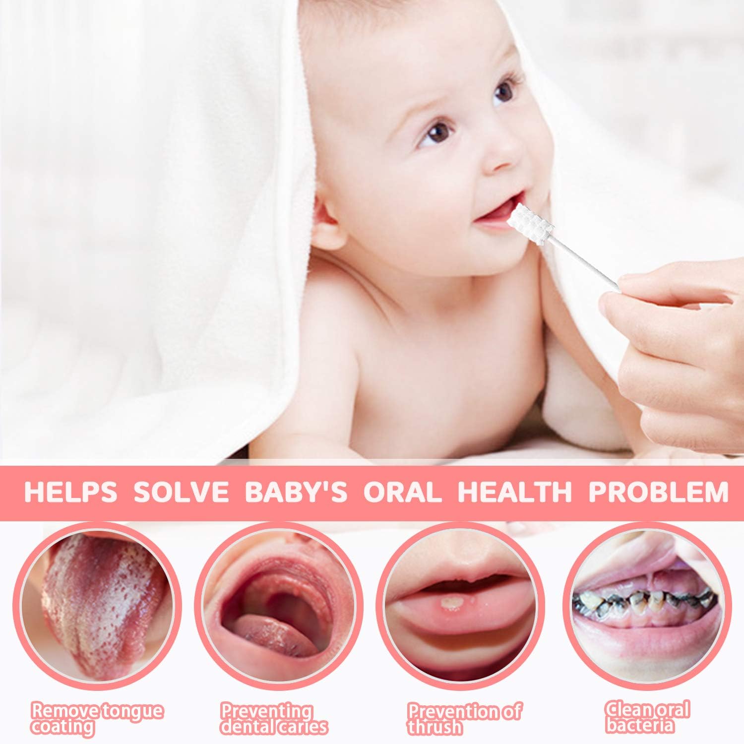 Baby Tongue Cleaner, Baby Toothbrush, 42Pcs Disposable Infant Toothbrush Clean Baby Mouth,Gauze Gum Cleaner Toothbrush Baby Oral Cleaning Stick Dental Care for 0-36 Month Baby+Free 1 Finger Toothbrush - Image 3